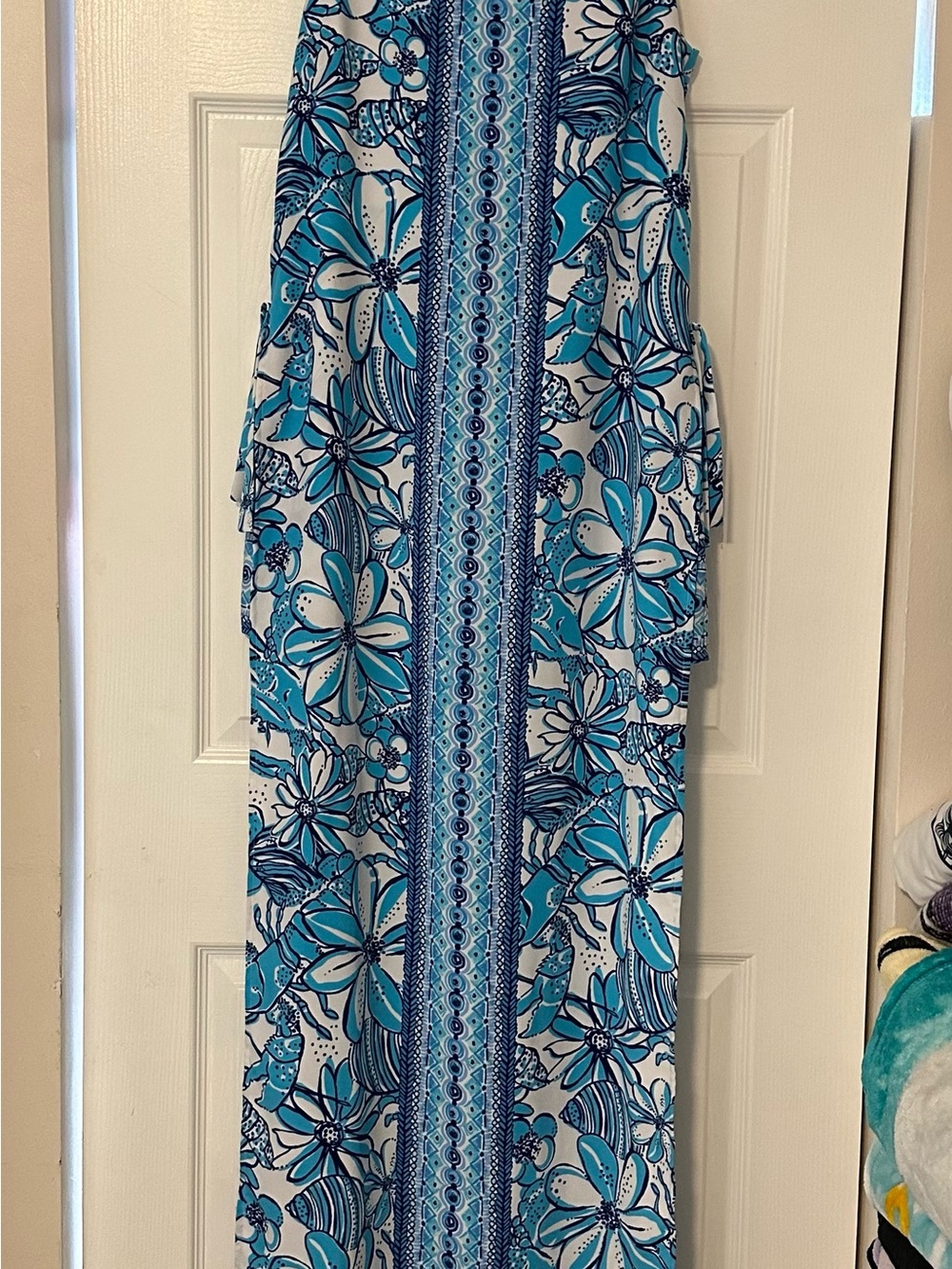 Lilly Pulitzer Blue & White Floral Print Maxi with built in shorts